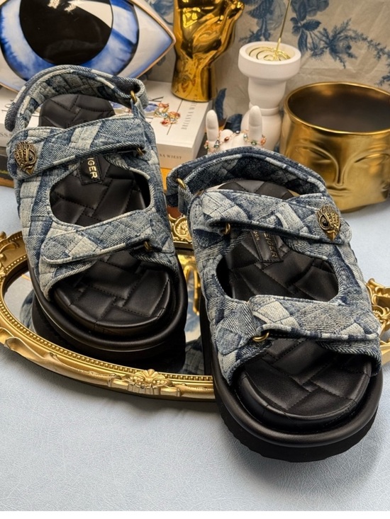 Kurt Geiger Shoes - 🆕 KURT GEIGER LONDON 🧿 NWOB Orson Blue Denim Velcro Dad Sandals Sz 6